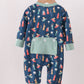 Navy nativity print romper