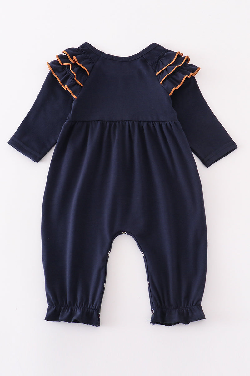 Navy war eagle embroidery girl romper