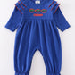 Blue chomp embroidery girl romper