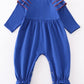 Blue chomp embroidery girl romper