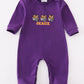 Purple geaux embroidery boy romper