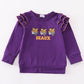 Purple geaux embroidery girl ruffle top