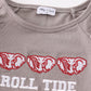 Grey roll tide embroidery girl ruffle top