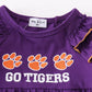 Puprle go tigers embroidery girl romper