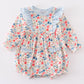 Pink&blue floral print ruffle bubble