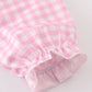 Pink tractor embroidery gingham dress