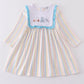 Stripe princess embroidery girl dress