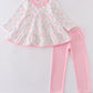 Pink floral ruffle girl set