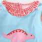 Blue valentine dinosaur applique girl dress set