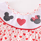 Red heart character embroidery girl set