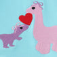 Blue valentine dinosaur embroidery girl set