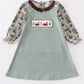 Sage duck french knot girl dress set