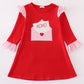 Red valentine XOXO applique girl dress