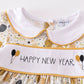 Mustard happy new year embroidery girl dress