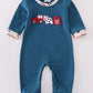 Navy farm french knot boy romper