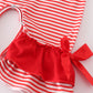 Red stripe valentine heart applique girl romper