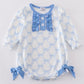 Blue bow ruffle bubble