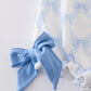 Blue bow ruffle bubble