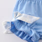 Blue bow girl bloomer set