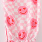 Pink valentine smile print girl jumpsuit set