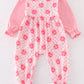 Pink valentine smile print girl jumpsuit set