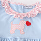 Blue valentine puppy heart applique girl set