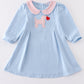 Blue valentine puppy heart applique girl dress