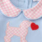 Blue valentine puppy heart applique girl dress