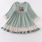 Sage valentine puppy heart embroidery girl dress