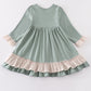 Sage valentine puppy heart embroidery girl dress