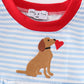 Blue stripe valentine puppy heart embroidery boy romper