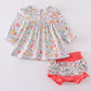 Pink floral print girl bloomer set