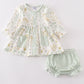 Green botanical girl bloomer set