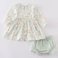 Green botanical girl bloomer set