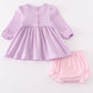 Purple valentine'day puppy embroidery girl bloomer set