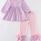 Purple Valentine puppy embroidery girl set