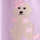 Purple Valentine puppy embroidery girl set