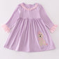 Purple Valentine puppy embroidery dress