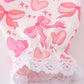 Pink valentine heart bow embroidery girl ruffle dress