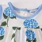 Blue hydrangea print girl bloomer set