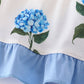 Blue hydrangea print girl bloomer set