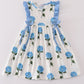 Blue hydrangea print girl dress