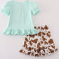 Green boots applique leopard girl set