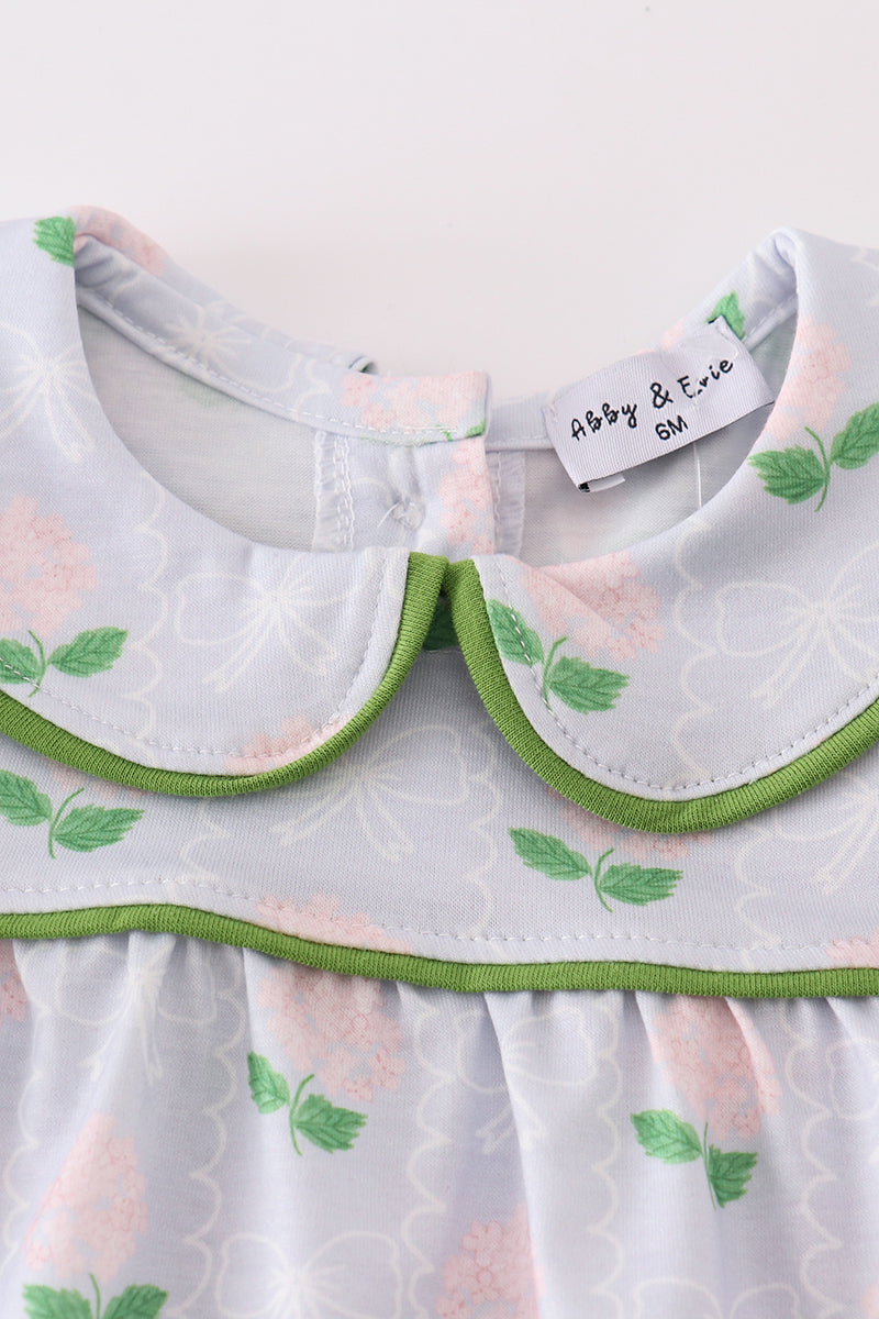 Floral bow print girl bloomer set