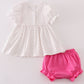 Rose makeup embroidery girl bloomer set