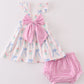 Floral bow girl bloomer set