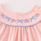 Pink rose bow embroidery dress