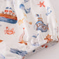 Navy beach print boy bloomer set