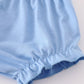 Blue bow ruffle girl bloomer set