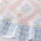 Blue hydrangea print girl bloomer set